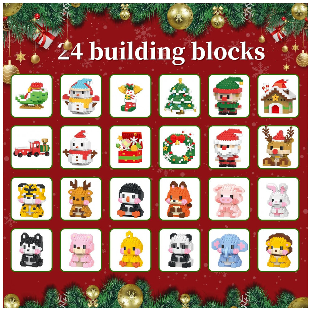 ECTQKVKJ5DPF0B_6-1.jpg - Kit de Construção Calendário do Advento 2025 com Blocos, 24 Dias de Contagem Regressiva para o Natal com 4386 Peças Micro Blocos,RubyPop,