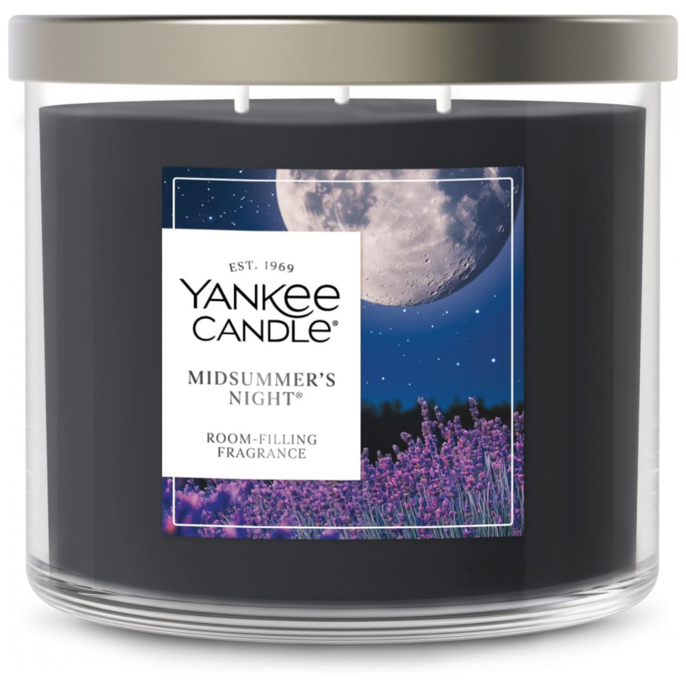 Vela Yankee Candle 3 Pavios, Vela Perfumada com até 40 Horas de Queima, Mistura Premium de Cera Vegetal para Fragrância Duradoura e Consistente, Midsu
