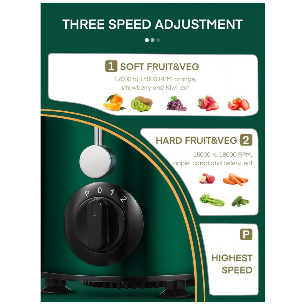 Extrator de Suco HOUSNAT Centrífugo, Potência Máxima de 800W, Bocal Largo de 65MM, Extrai Sucos de Frutas e Vegetais Inteiros, 3 Velocidades para Suco - Imagem 3