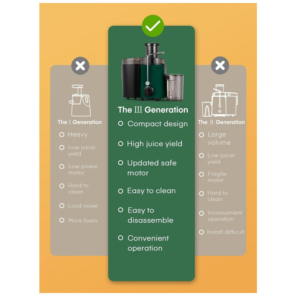 Extrator de Suco HOUSNAT Centrífugo, Potência Máxima de 800W, Bocal Largo de 65MM, Extrai Sucos de Frutas e Vegetais Inteiros, 3 Velocidades para Suco - Imagem 5