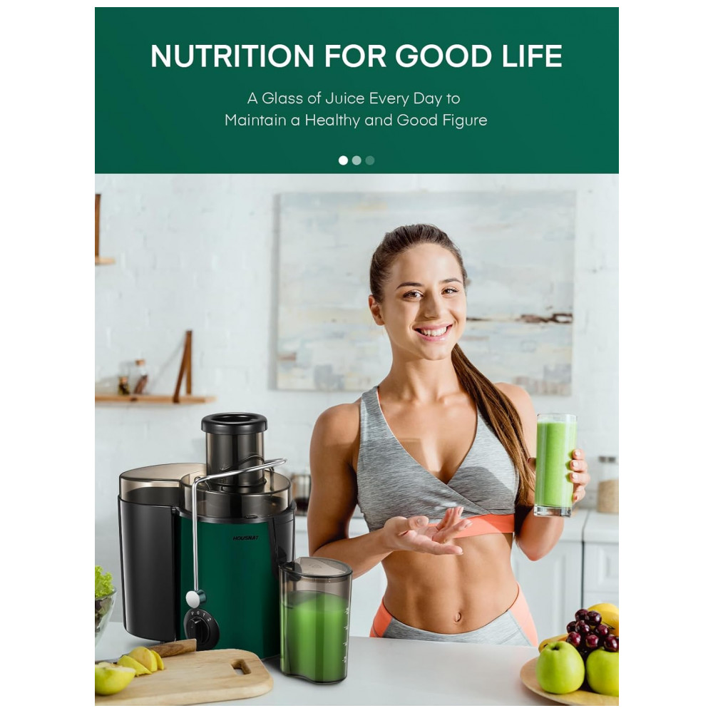 Extrator de Suco HOUSNAT Centrífugo, Potência Máxima de 800W, Bocal Largo de 65MM, Extrai Sucos de Frutas e Vegetais Inteiros, 3 Velocidades para Suco - Imagem 9
