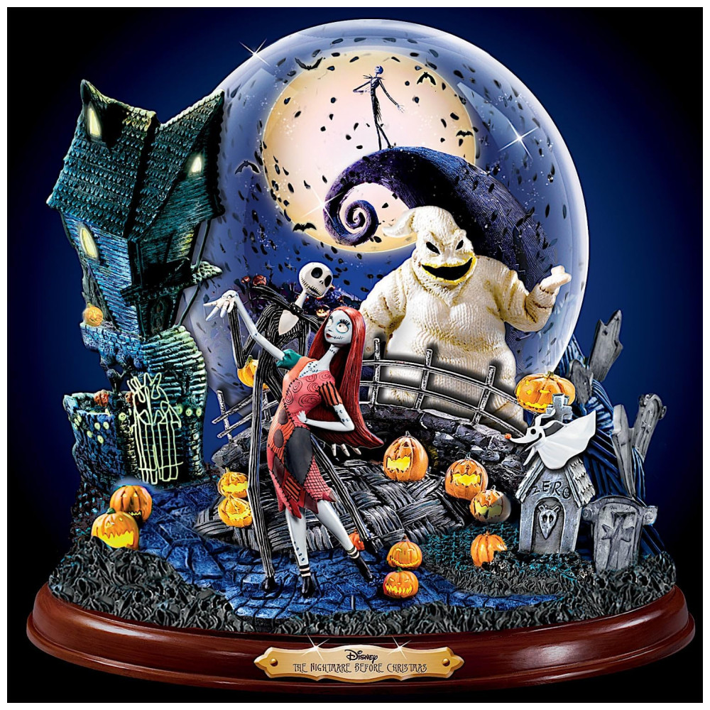 ECTQKYCCGS370B_5-1.jpg - Globo de Neve Musical Tim Burton The Nightmare Before Christmas com Base Rotativa e Luzes - The Bradford Exchange, Personagens em Resina Pintada