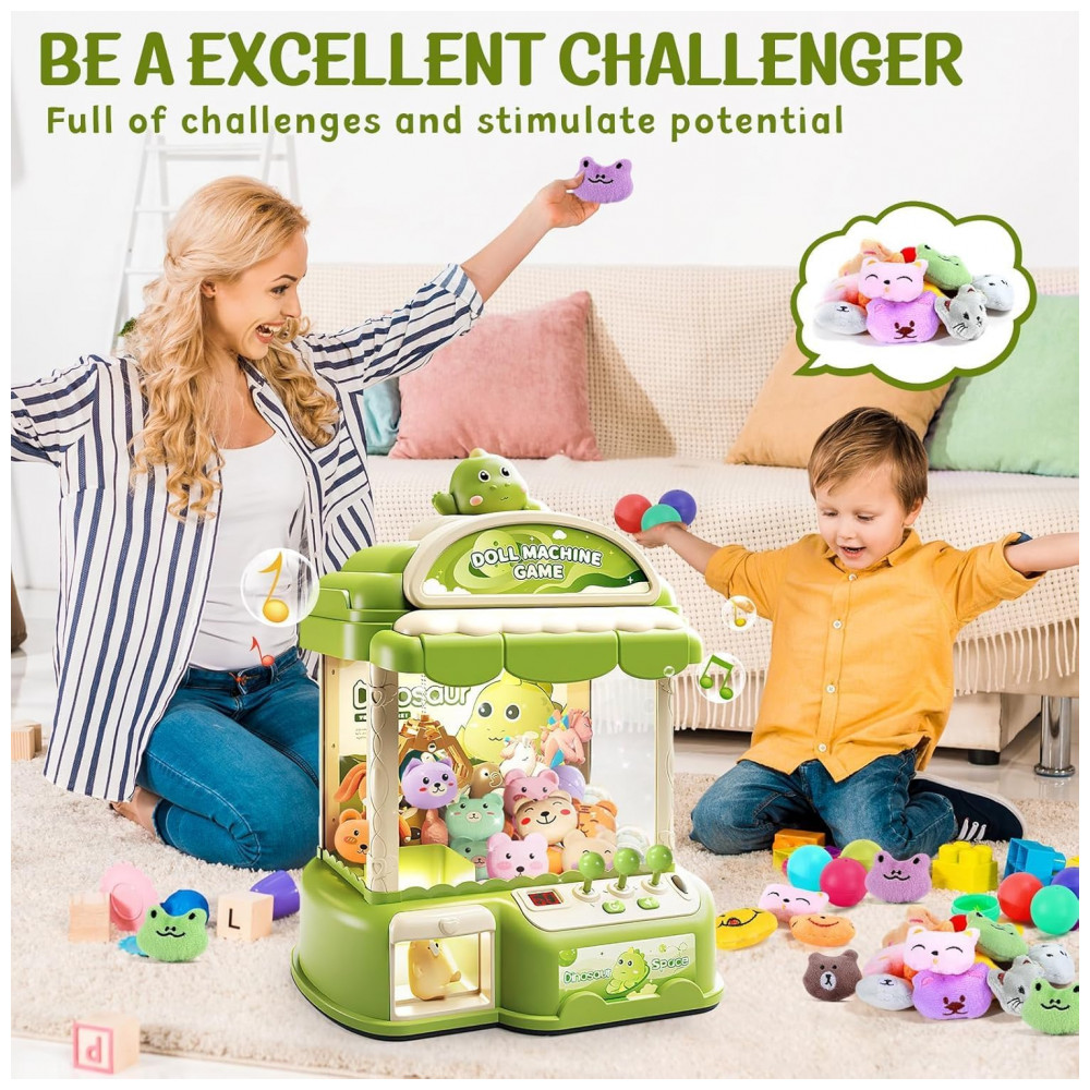 ECTQKYL2845F0B_3-1.jpg - Máquina de Garra Verde MIAOKE – Mini Arcade Infantil com 30 Prêmios 20 Ovos‑Surpresa Luzes LED e Música Ajustável