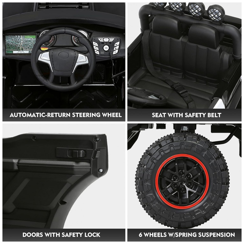 ECTQL15Q2HHF0B_5-1.jpg - Carrinho Elétrico Infantil Policial 6 Rodas, 12V, 7Ah, Controle Remoto, Porta-Malas, Luzes LED, Sirene, Intercom, 3 Velocidades, Suspensão Joyldias