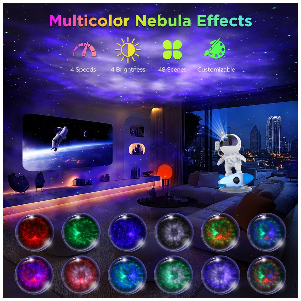 ECTQL1LZGKSC0B_1-1.jpg - Projetor de Galáxia Astronauta para Quarto, Luz de Galáxia com Controle Remoto via App, Ruídos Brancos, Alto-falante Bluetooth, Luz Noturna de Foguete