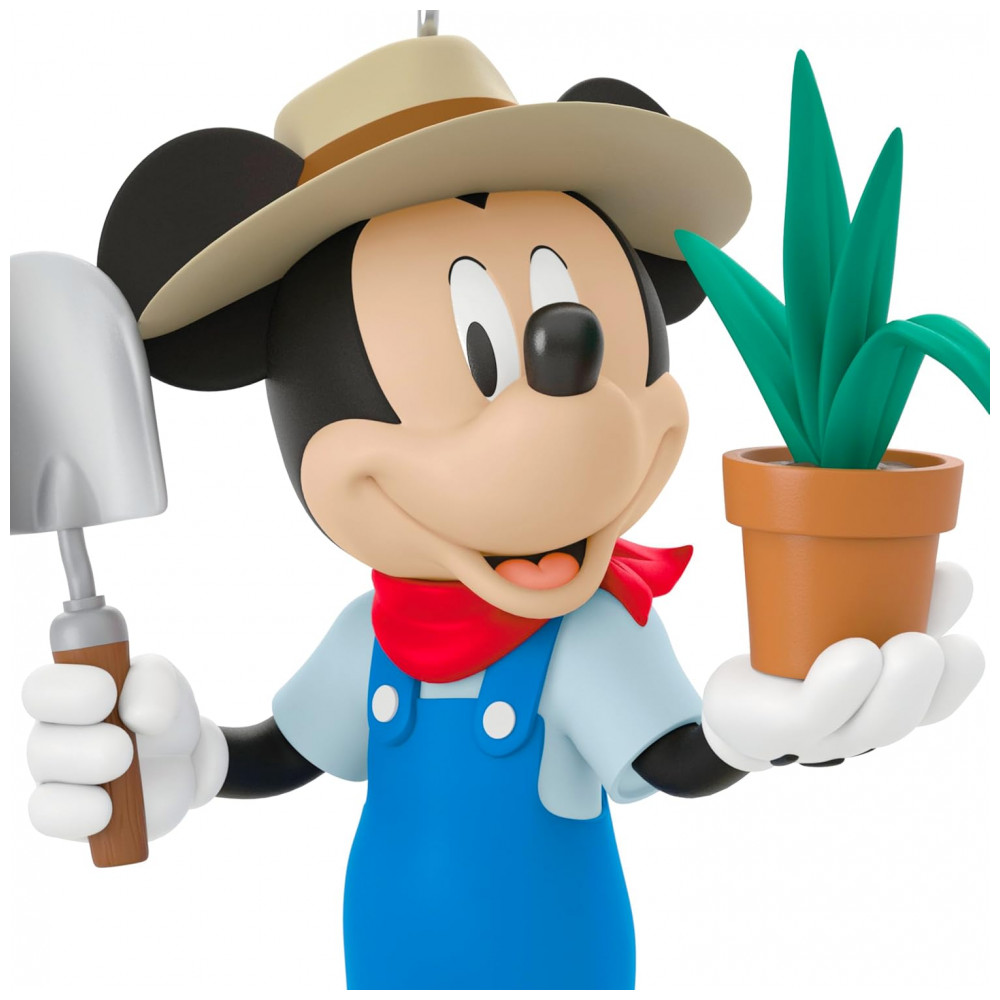 ECTQL32K93RD0B_4-1.jpg - Enfeite de Natal Hallmark Keepsake 2025, Disney All About Mickey! Jardineiro Mickey, Presente para Fãs da Disney