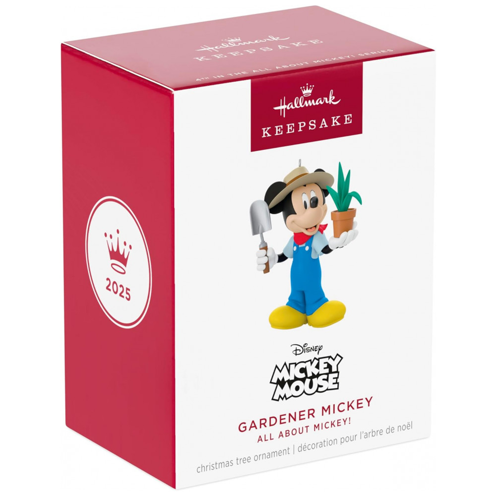 ECTQL32K93RD0B_6-1.jpg - Enfeite de Natal Hallmark Keepsake 2025, Disney All About Mickey! Jardineiro Mickey, Presente para Fãs da Disney