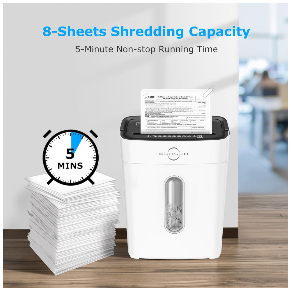 ECTQL3583VD90B_1-1.jpg - Triturador de Papel BONSEN para Home Office, Fragmentadora de 8 Folhas, Fragmentadora de Cartões de Crédito em Cortes Cruzados, com Cesto de 15,1 litros