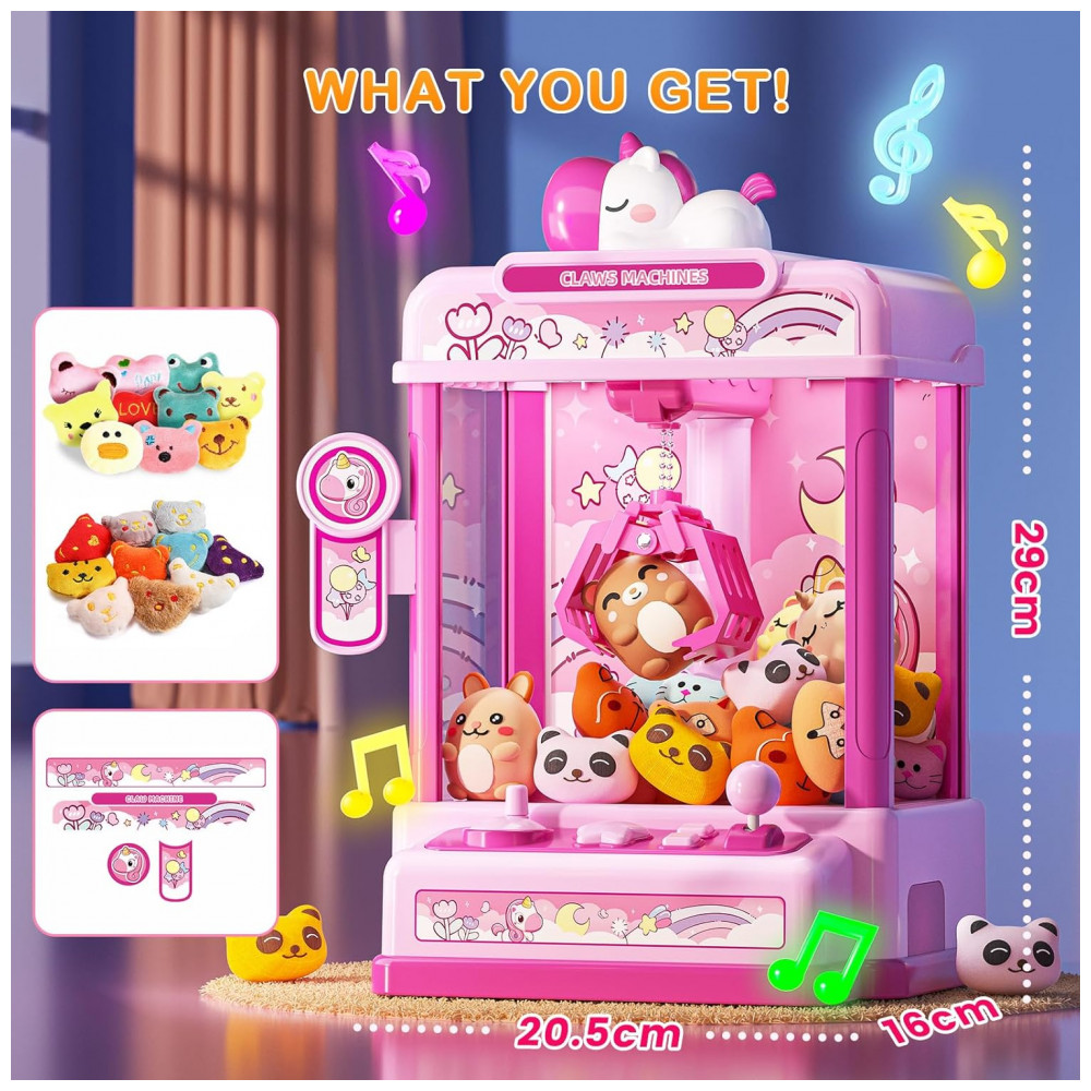 ECTQL4LT84HF0B_1-1.jpg - Máquina de Garra Mini Arcade Rosa Skirfy – Vending Machine de Unicórnio com 20 Mini Pelúcias e Som Divertido