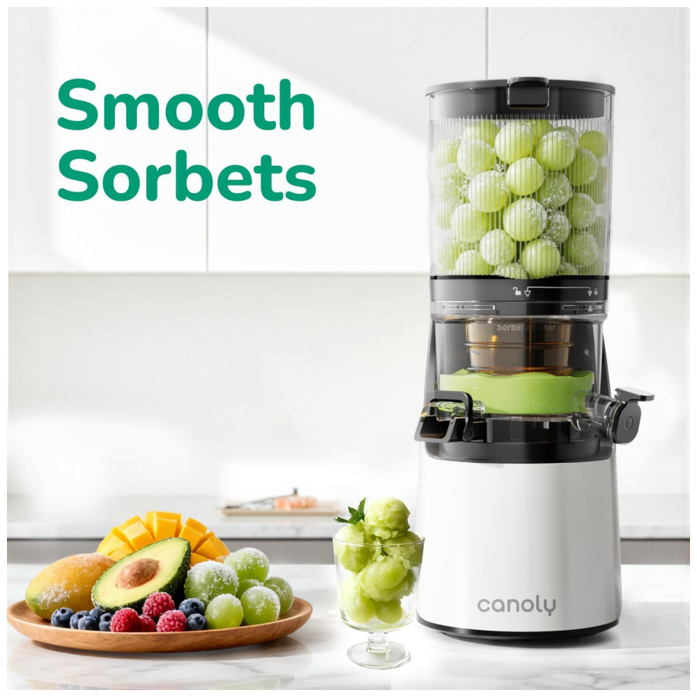Extrator de Sucos a Frio Canoly C16,  Boca Extra Larga, 3 em 1 para Sucos, Sorvetes e Leites Vegetais, Motor Potente sem Escovas de Carvão, - Imagem 6