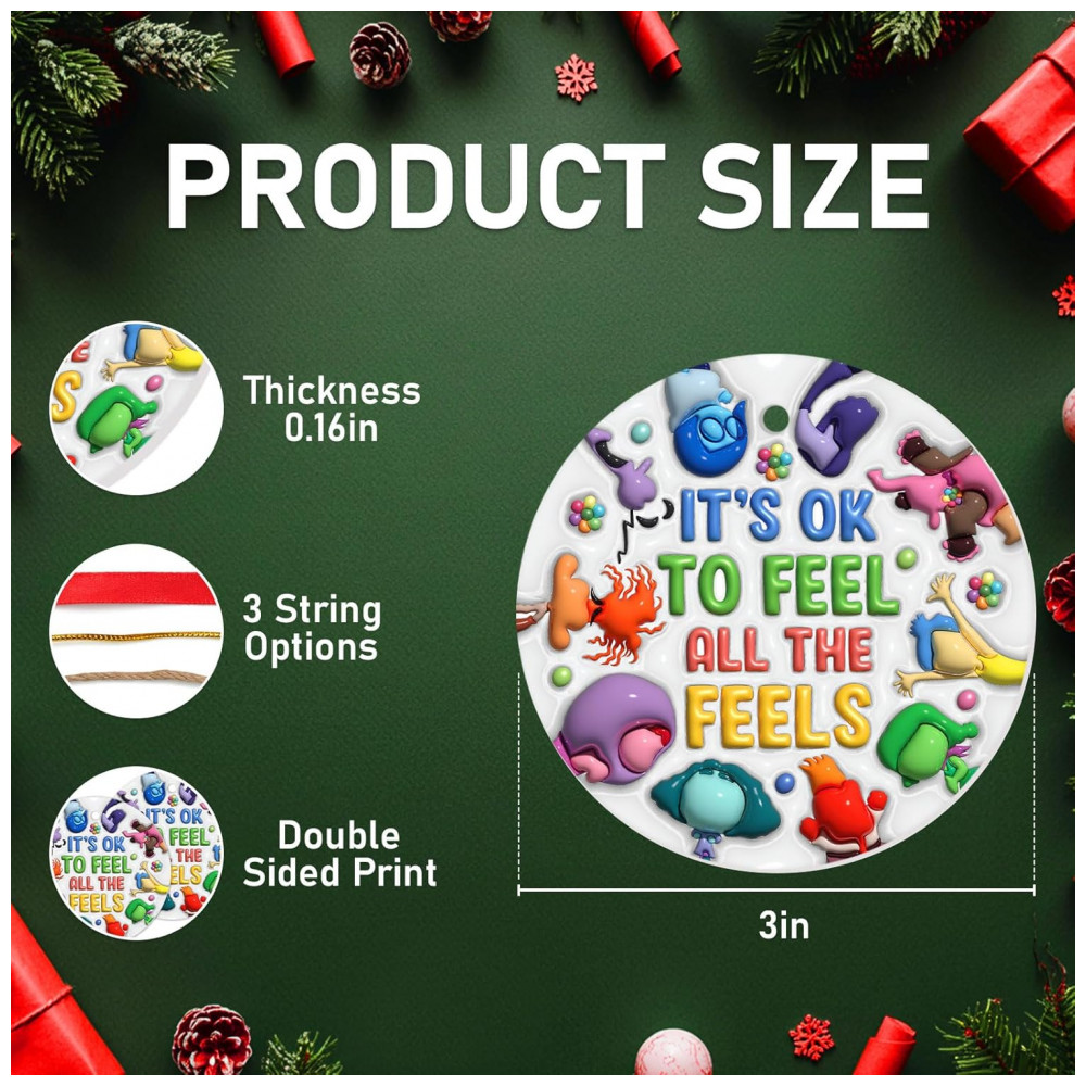 ECTQLCD3CLBD0B_1-1.jpg - Enfeite de Natal Cerâmico 34HD Dupla Face, Redondo, 7,4 cm, Decoração Clássica para Árvore com Cordão para Pendurar