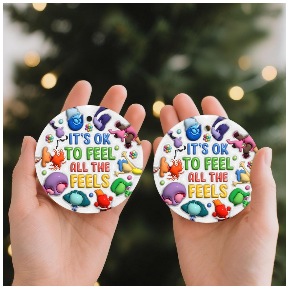 ECTQLCD3CLBD0B_3-1.jpg - Enfeite de Natal Cerâmico 34HD Dupla Face, Redondo, 7,4 cm, Decoração Clássica para Árvore com Cordão para Pendurar