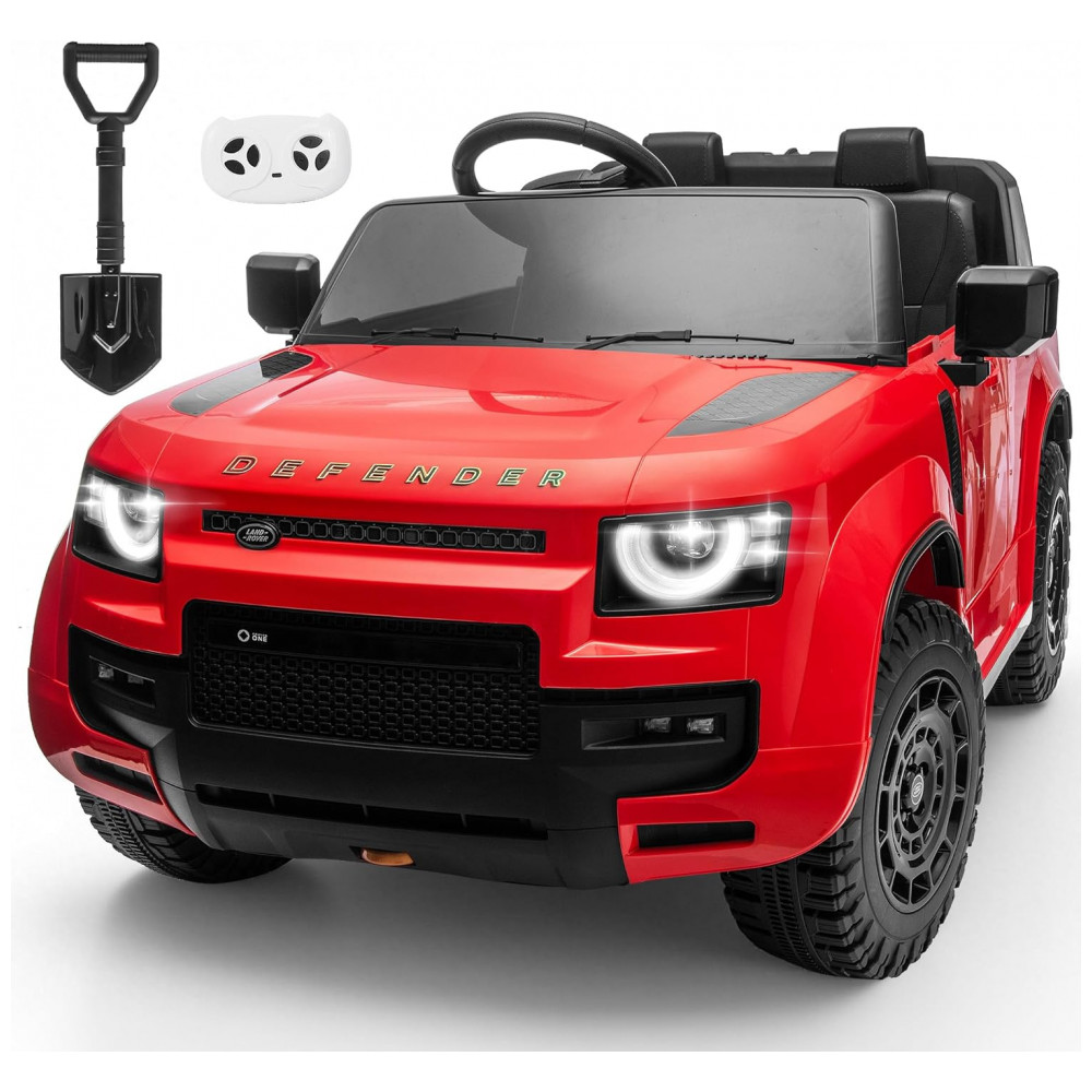 ECTQLJGCF8VF0B_0-1.jpg - Carro Elétrico Infantil Licenciado 2 Lugares Land Rover Defender Letsgoride Vermelho 24V 4x100W com Controle Remoto Suspensão Som e LED