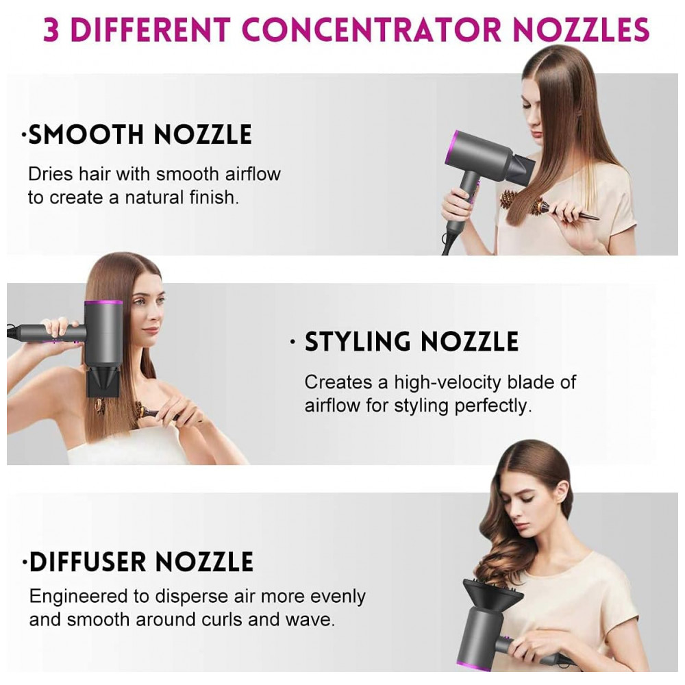 ECTQLMK1RS680B_4-1.jpg - Secador de Cabelo Profissional Ionic slopehill, Potente 1800W Secagem Rápida Baixo Ruído com 2 Bocais Concentradores e 1 Difusor para Casa Salão Viage