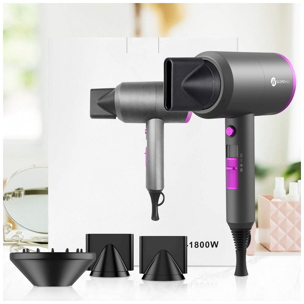 ECTQLMK1RS680B_7-1.jpg - Secador de Cabelo Profissional Ionic slopehill, Potente 1800W Secagem Rápida Baixo Ruído com 2 Bocais Concentradores e 1 Difusor para Casa Salão Viage