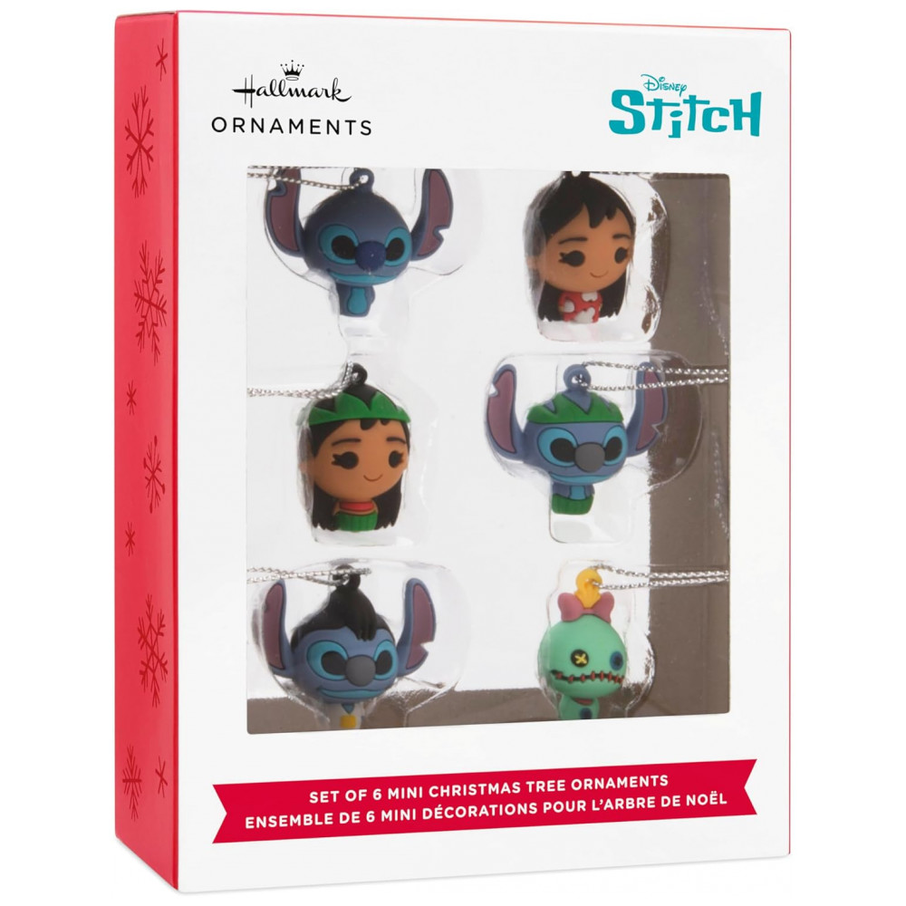 ECTQLR7D9TSC0B_2-1.jpg - Conjunto de 6 Mini Enfeites de Natal Hallmark Disney Lilo & Stitch em Plástico Inquebrável Multicolorido, 2,54 x 3,3 x 2,6 cm cada