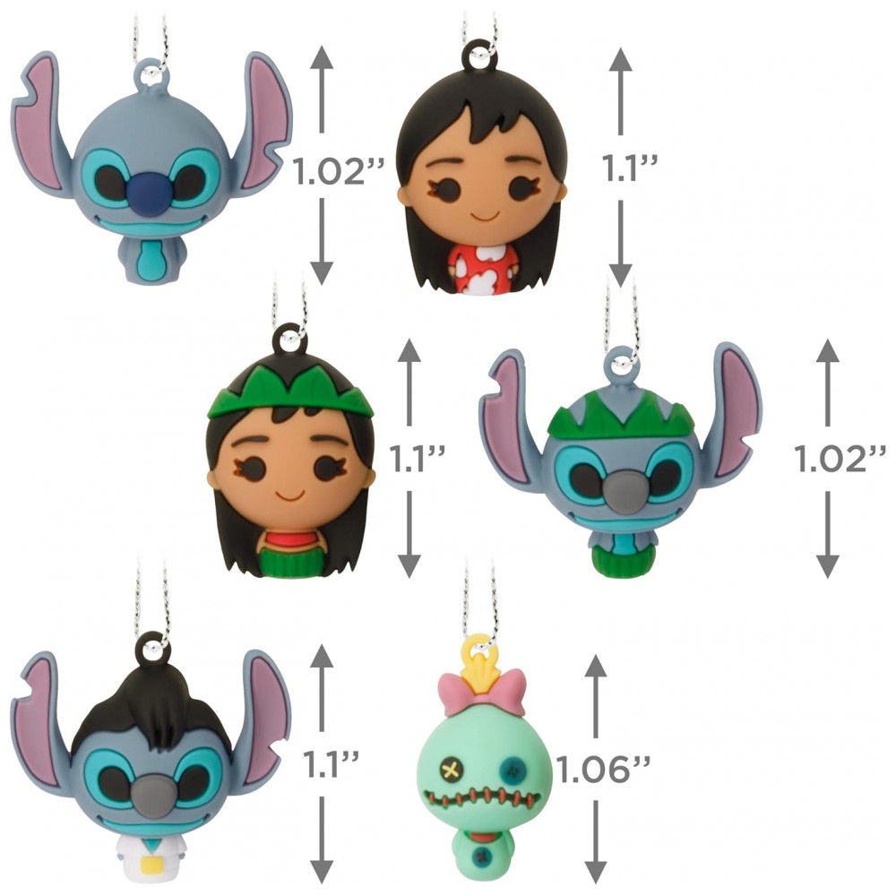 ECTQLR7D9TSC0B_3-1.jpg - Conjunto de 6 Mini Enfeites de Natal Hallmark Disney Lilo & Stitch em Plástico Inquebrável Multicolorido, 2,54 x 3,3 x 2,6 cm cada