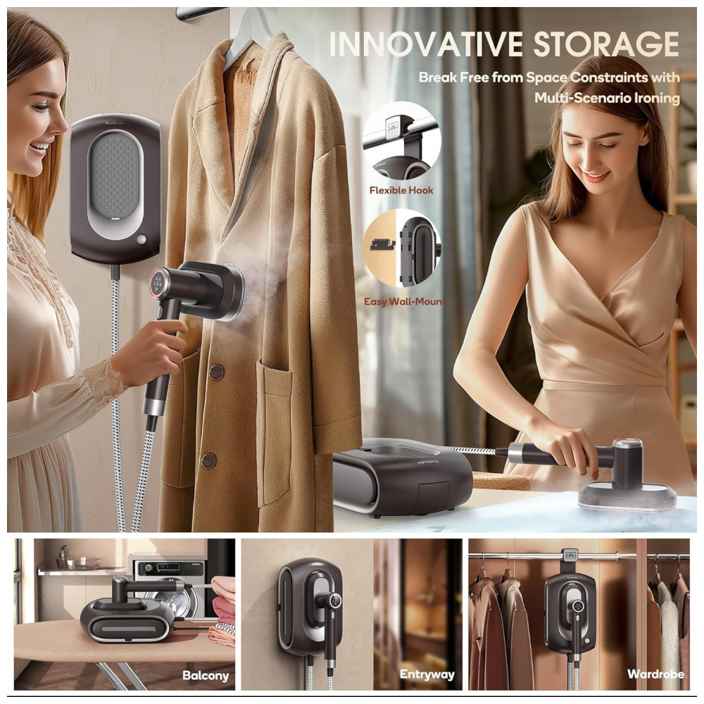 ECTQLS8L93MC0B_1-1.jpg - Steamer, Passadeira e Vaporizador Newbealer 2 em 1 Pro Steam Station, 1550W, 3 Níveis de Vapor Turbo e 3 Modos de Calor Seco para Roupas,