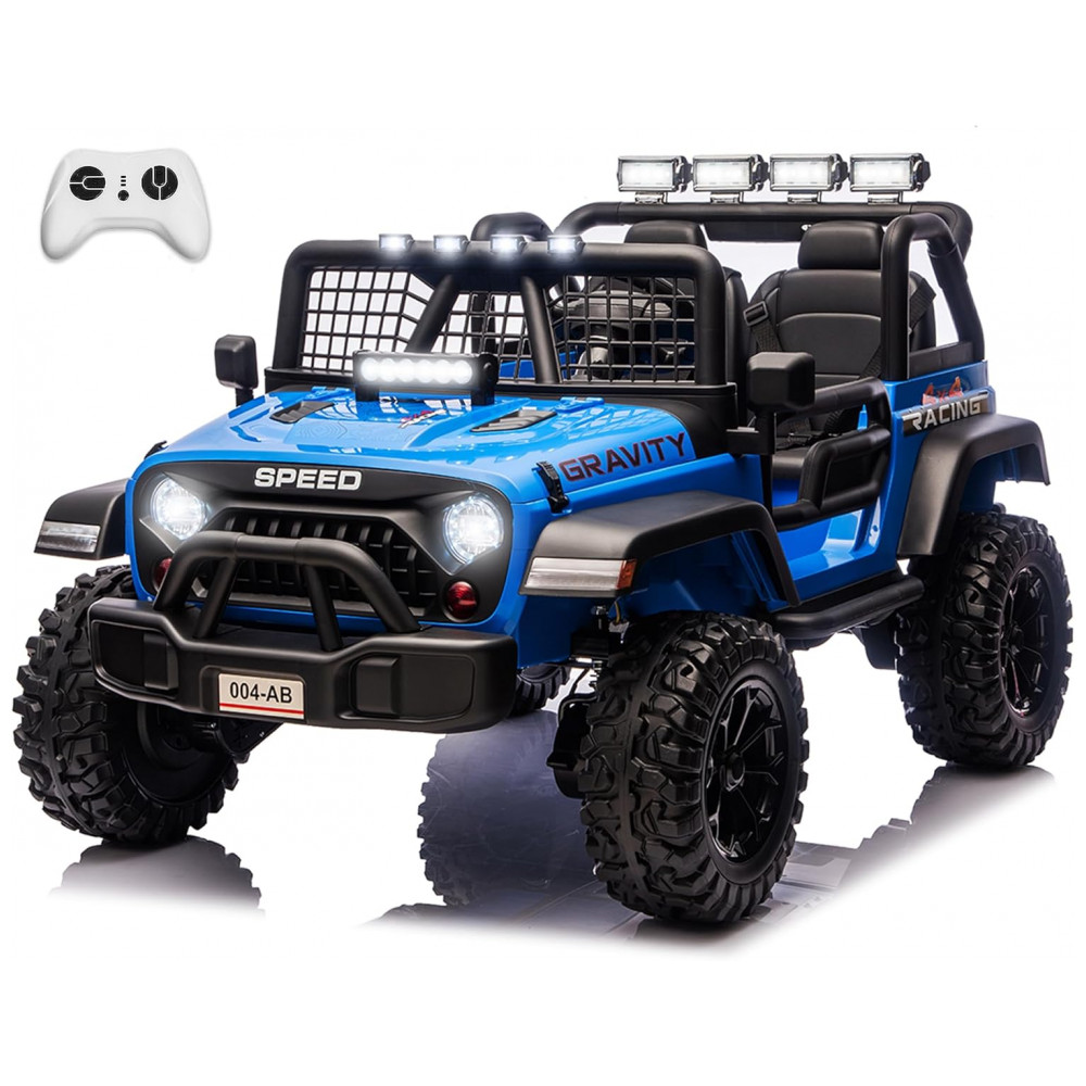 ECTQLTMPCGDF0B_0-1.jpg - Carro Elétrico Infantil Sopbost Azul 24V 2 Lugares 4 Motores 4WD Pneus EVA Controle Bluetooth LED Off-Road