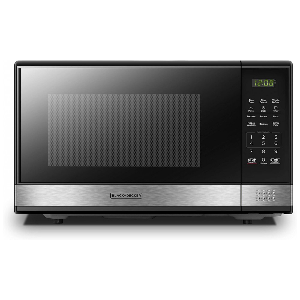 ECTQLV3Y9GH70B_0-1.jpg - Micro-ondas Digital BLACK+DECKER EM031MB11 com Prato Giratório, Porta com Botão de Pressão, Trava de Segurança para Crianças, 1000W, 31 litros