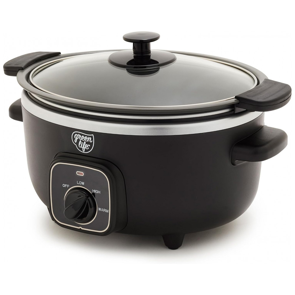 ECTQLW2HM5VD0B_0-1.jpg - Panela de Cozimento Lento GreenLife 3,31 Litros, Revestimento Cerâmico Antiaderente Livre de PFAS, Programável, Mantém a Temperatura,
