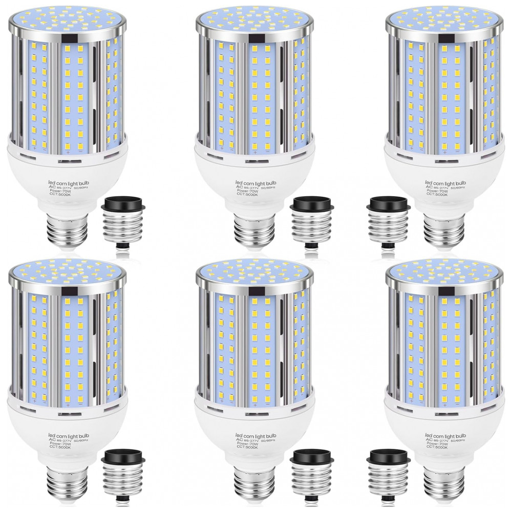 ECTQLX5X6QLF0B_0-1.jpg - Pacote com 6 Lâmpadas de Milho LED de 70W, Equivalente a 700W, Base E26/E39 Média/Grande, Lâmpada LED COB Branca Quente 3000K com 8.800LM,XYCN