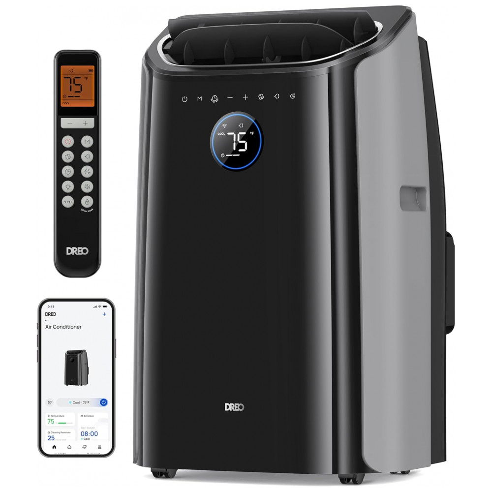 ECTQLXFCQ5SD0B_0-1.jpg - Ar-condicionado Portátil Dreo, Unidade de 12.000 BTU para Quarto com Refrigeração sem Drenagem, Silencioso 46dB, Controle por App por Voz, Temporizado