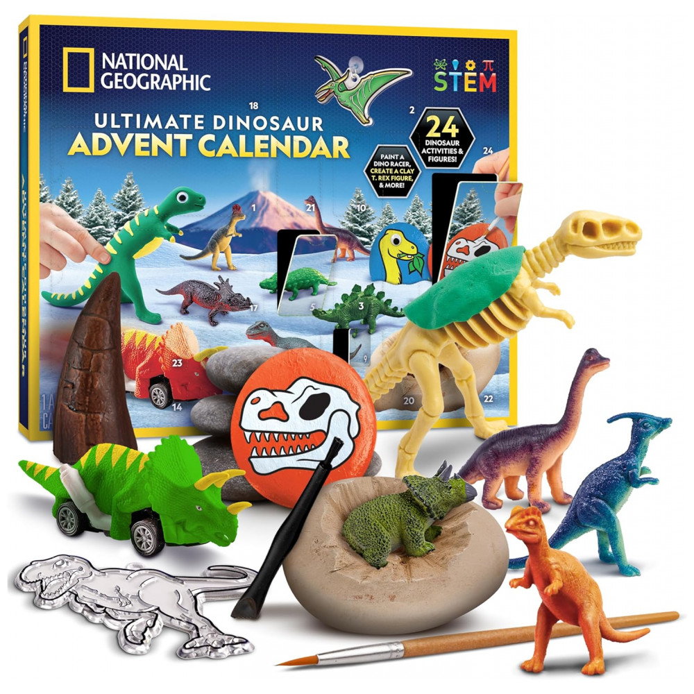 ECTQLYHP263D0B_0-1.jpg - Calendário do Advento Dinossauros – 24 Atividades e Figuras, Brinquedo Educativo STEM para Crianças, Presente Criativo, National Geographic