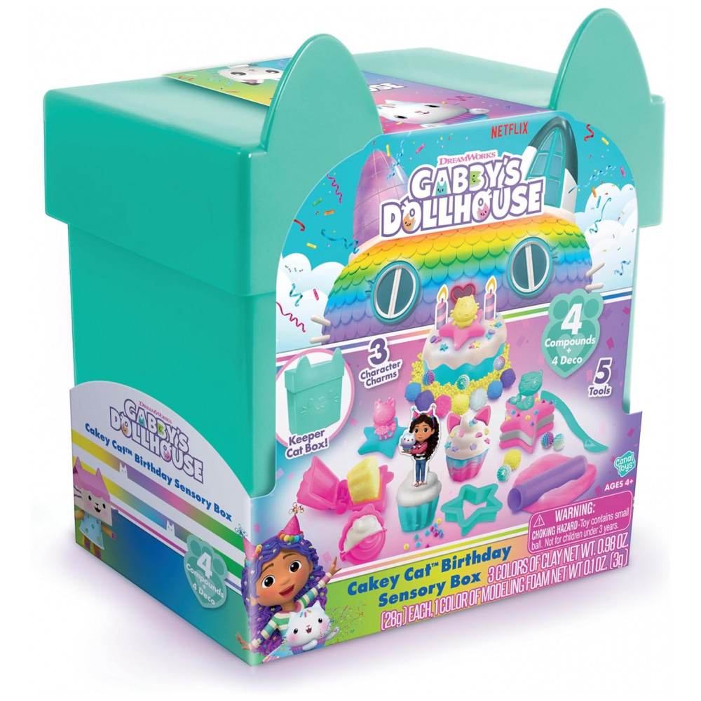 ECTQM122QW7D0B_0-2.jpg - Caixa Sensorial de Aniversário Gabbys Dollhouse Grande Cakey Cat! Prepare-se para uma Festa Incrível Esculpindo Doces de Festa Fingidos! Canal Toys