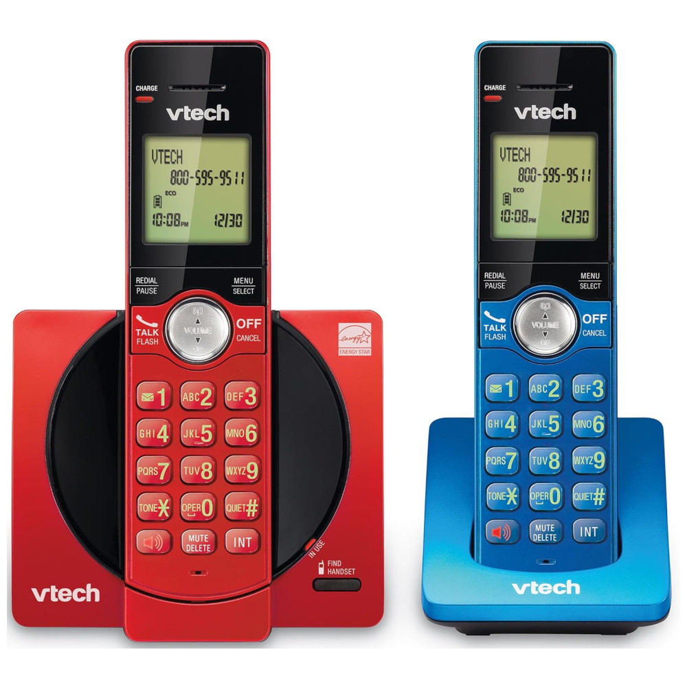 Telefone sem Fio VTech com 2 Aparelhos para Casa, Identificador de Chamadas e Viva-Voz, Visor Iluminado, Modo ECO Silencioso - CS69192R 2 Aparelhos