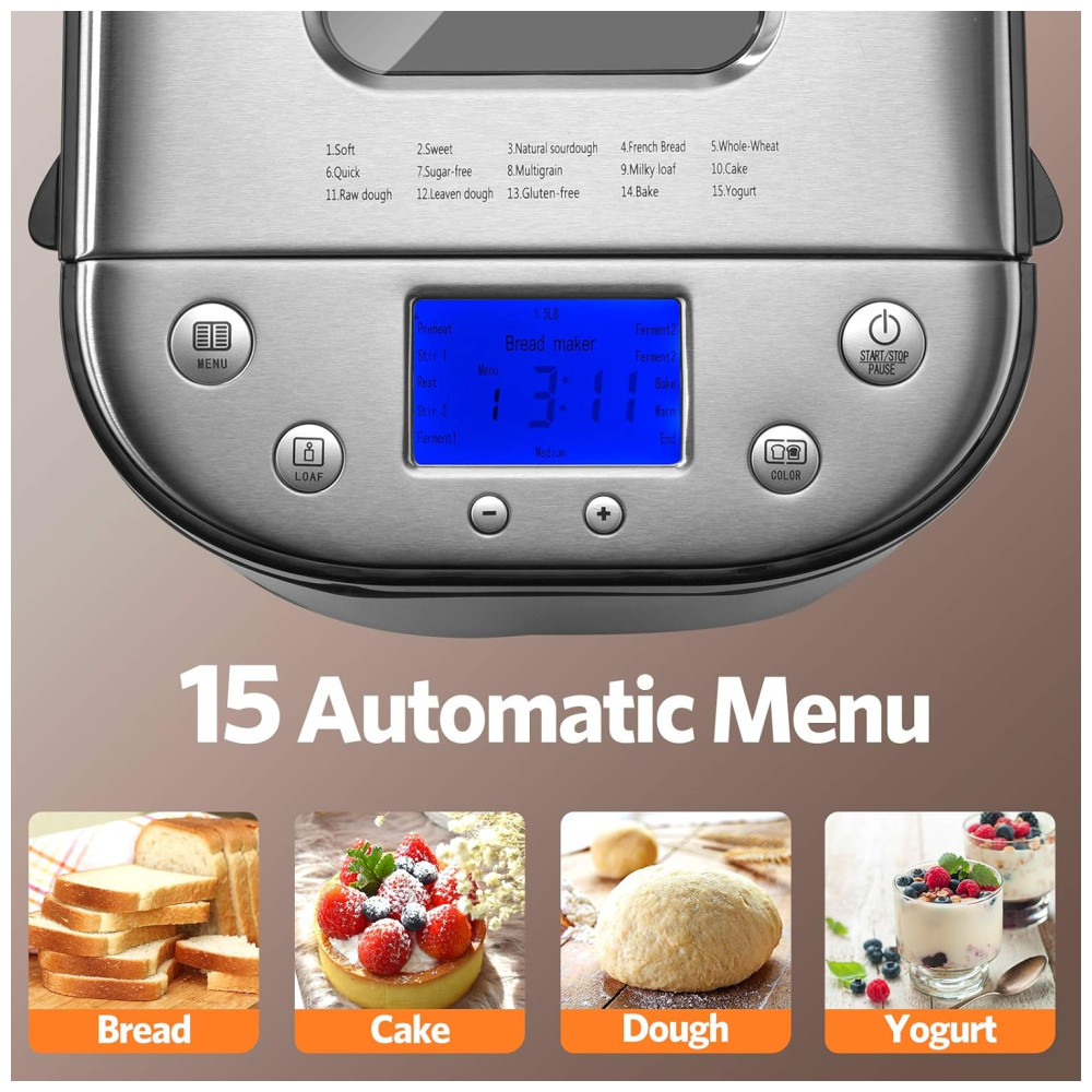 ECTQM393RRR80B_2.jpg - Panificadora Automática com 15 Modos e Livro de Receita 110v 1829 CARL SCHMIDT SOHN CSSBM 001 Prateado