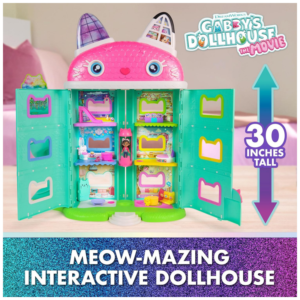 ECTQM7KDSBTD0B_1-2.jpg - Casa de Bonecas Interativa MeowMazing do Filme Gabbys Dollhouse 7 Cômodos Olhos de Tela LCD Figuras Efeitos Sonoros Gabby's Dollhouse