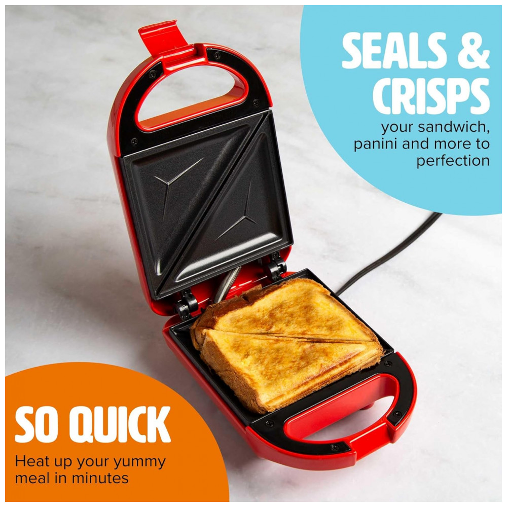 ECTQM8SRZCBC0B_1-1.jpg - Mini Sanduicheira Tasty, Faz Sanduíches, Paninis, Queijos Grelhados, Sobremesas, Resultados Rápidos, Limpeza Fácil, 600W, Vermelho Mini Red