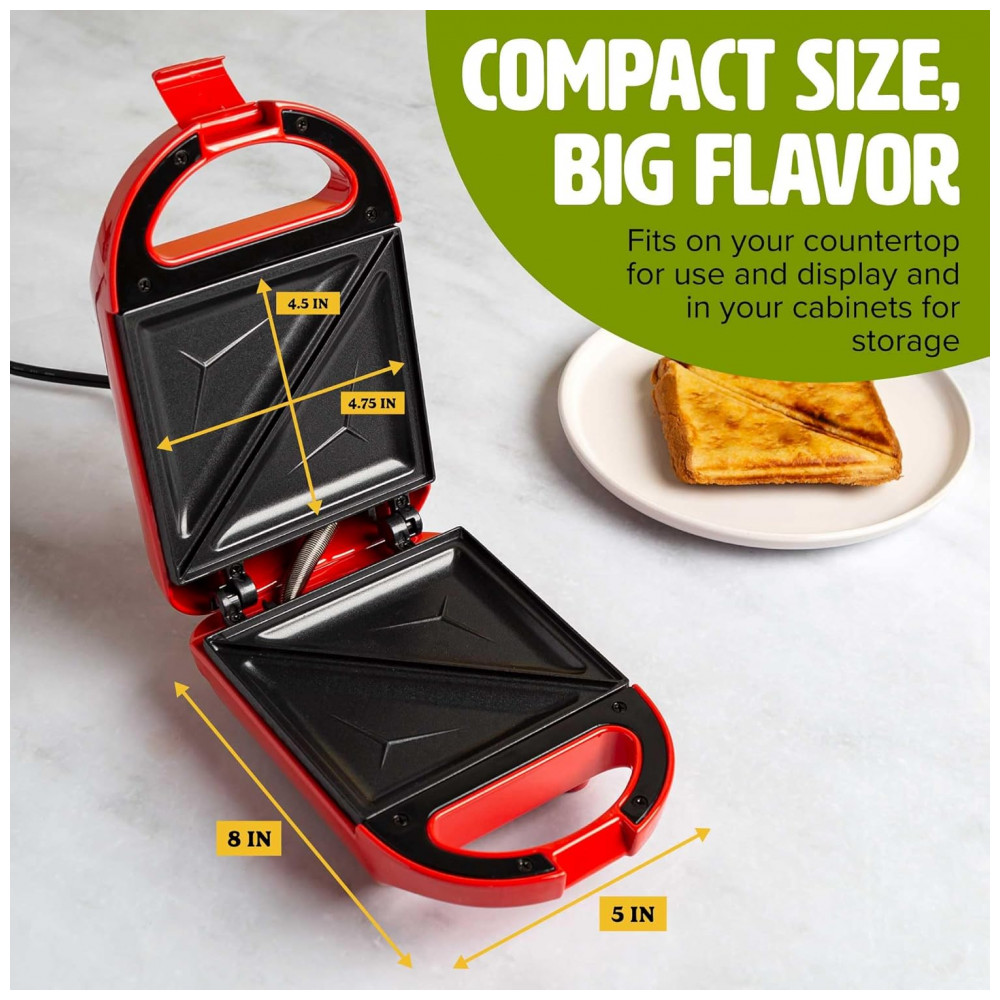 ECTQM8SRZCBC0B_2-1.jpg - Mini Sanduicheira Tasty, Faz Sanduíches, Paninis, Queijos Grelhados, Sobremesas, Resultados Rápidos, Limpeza Fácil, 600W, Vermelho Mini Red