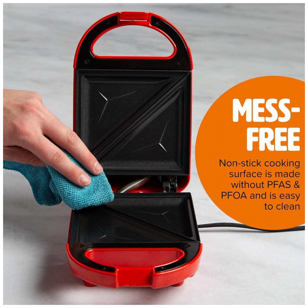 ECTQM8SRZCBC0B_3-1.jpg - Mini Sanduicheira Tasty, Faz Sanduíches, Paninis, Queijos Grelhados, Sobremesas, Resultados Rápidos, Limpeza Fácil, 600W, Vermelho Mini Red