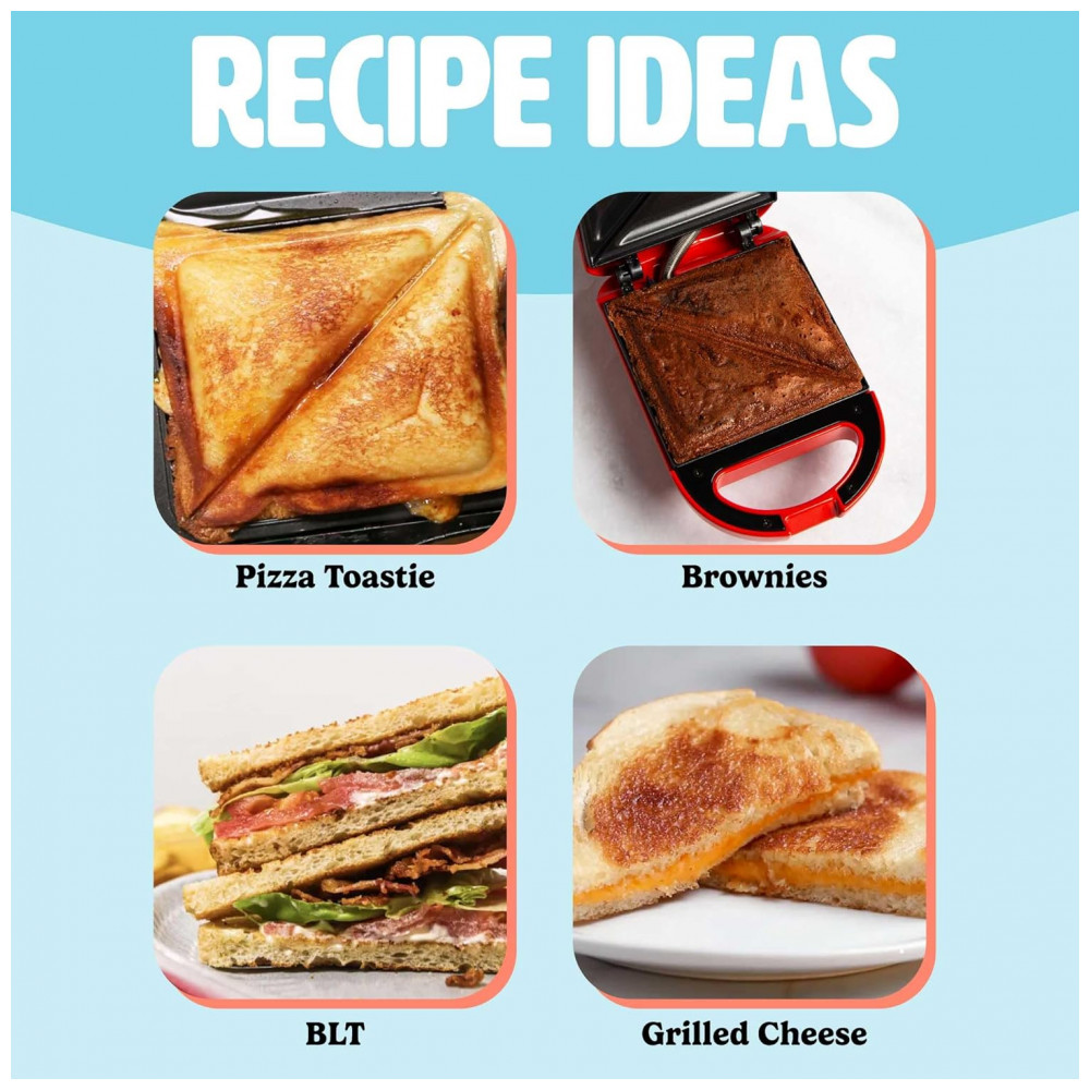 ECTQM8SRZCBC0B_5-1.jpg - Mini Sanduicheira Tasty, Faz Sanduíches, Paninis, Queijos Grelhados, Sobremesas, Resultados Rápidos, Limpeza Fácil, 600W, Vermelho Mini Red