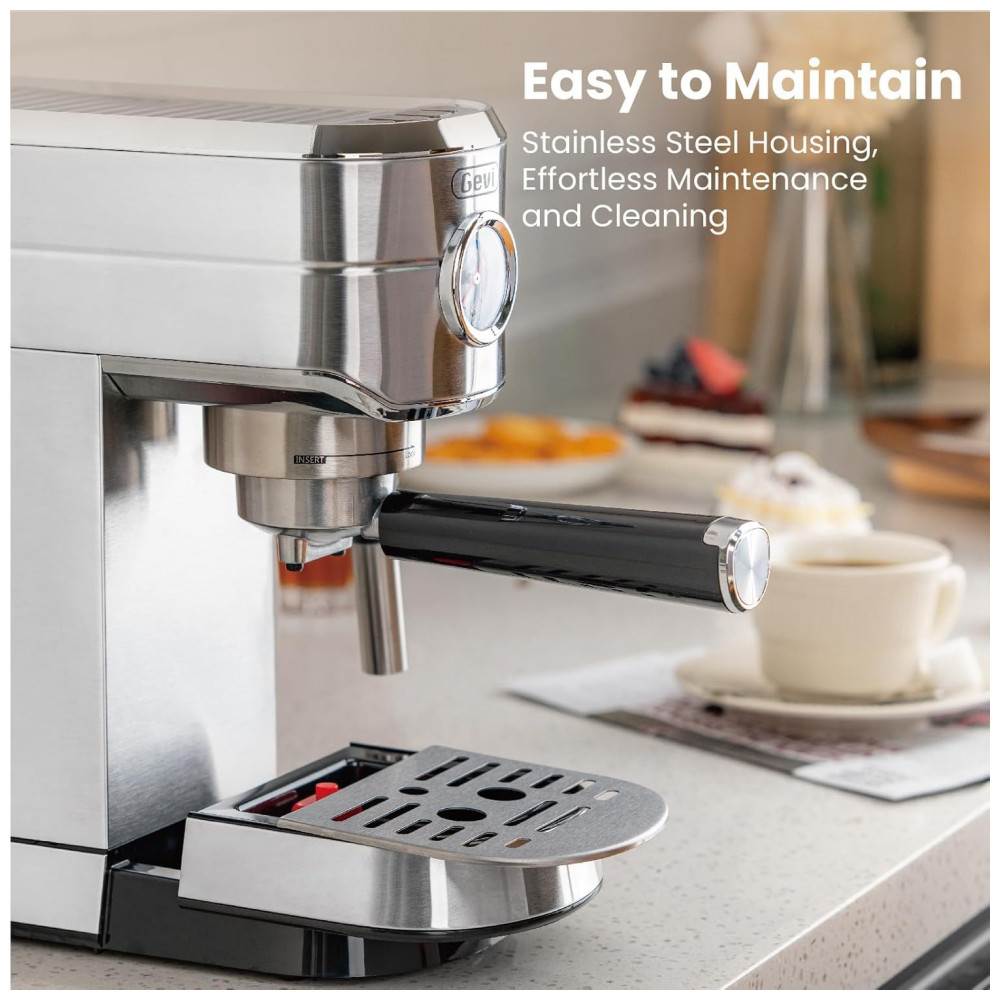 ECTQMCVZDM2D0B_6-1.jpg - Máquina de Espresso 20 Bar, Frother Automático, Controle NTC, Pré-Infusão, Gevi, Inox, Prata, 110V