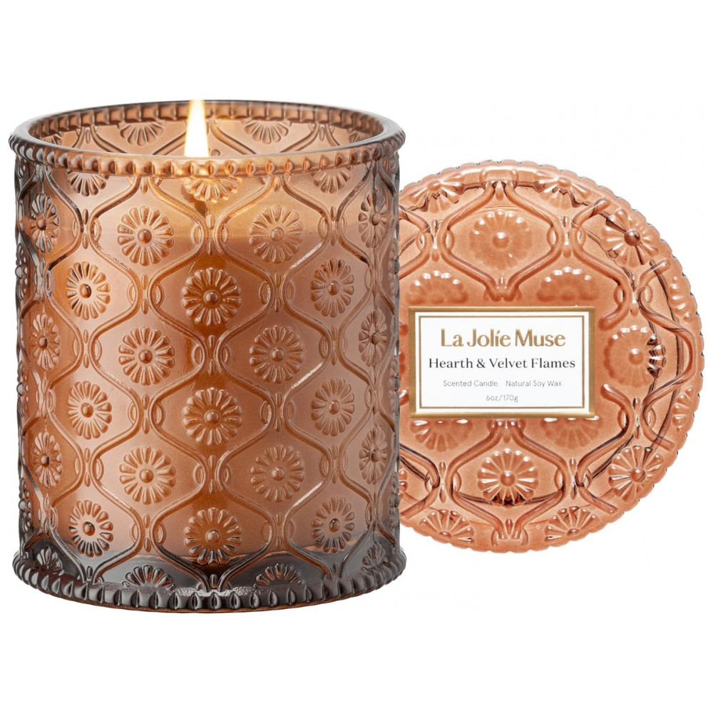Vela de Velas Aveludadas LA JOLIE MUSE Saffron, Cravo, Baunilha - 170g de Cera de Soja Natural, Queima Limpa por 40 Horas - Decorao Elegante para Casa