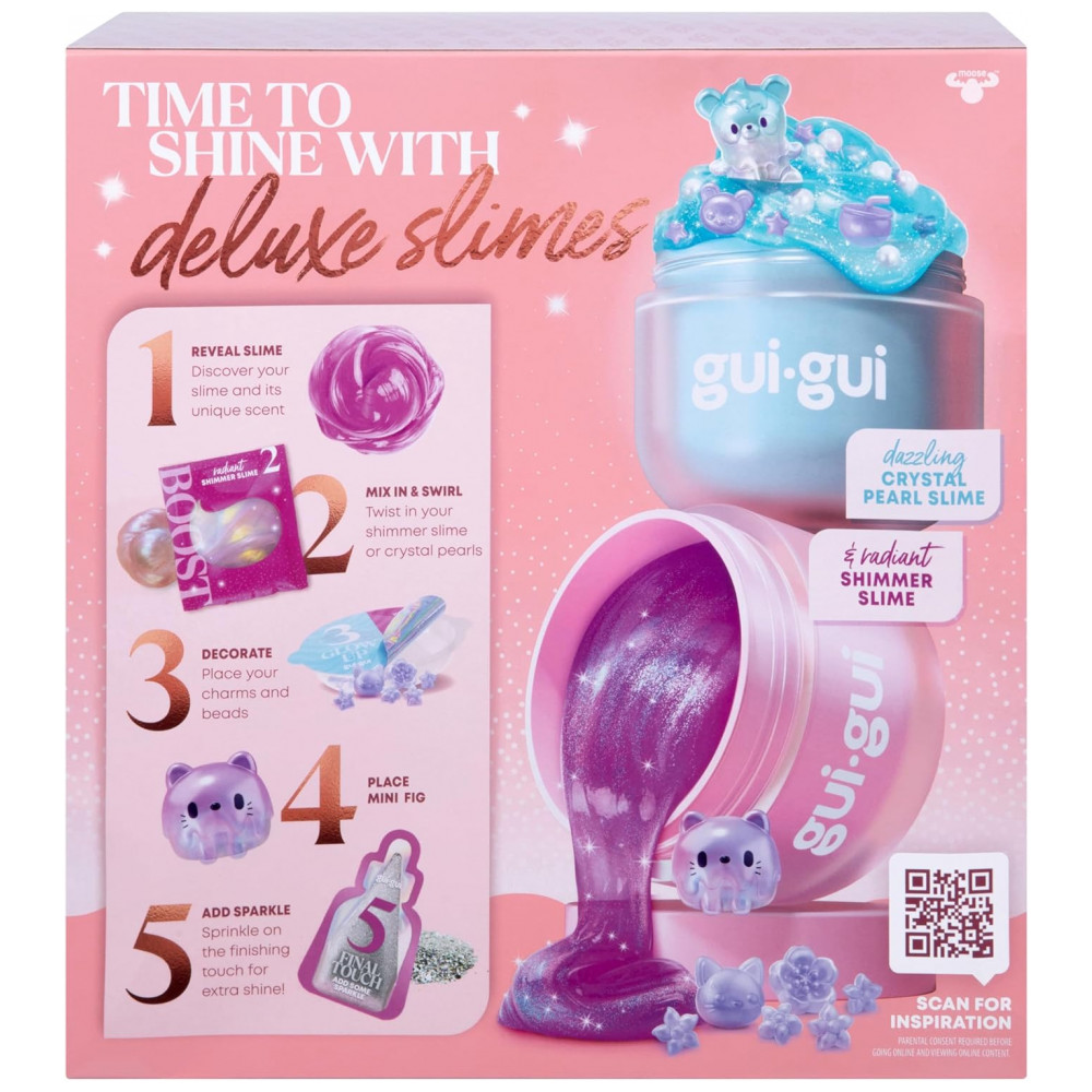 ECTQMGBJZLQD0B_7-1.jpg - Kit Deluxe Gui Gui com 2 Slimes Iridescentes e Perfumadas, 5 Passos para Personalizar seu Slime GlowUp, Recipiente Lacrável e Reutilizável,