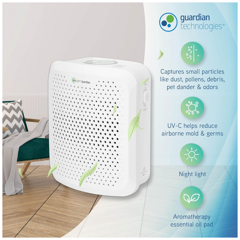 ECTQMH85GT390B_1-1.jpg - Purificador de Ar Conectável com Luz Noturna UV 110V GermGuardian AC225W Branco