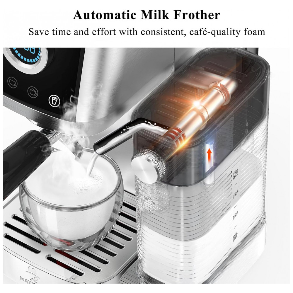 ECTQMKX562SD0B_2-1.jpg - Máquina de Café Expresso e Cappuccino 20 Bar, Touchscreen, Vaporizador Automático, 1,45L, MAttinata, Inox, Prata, 110V