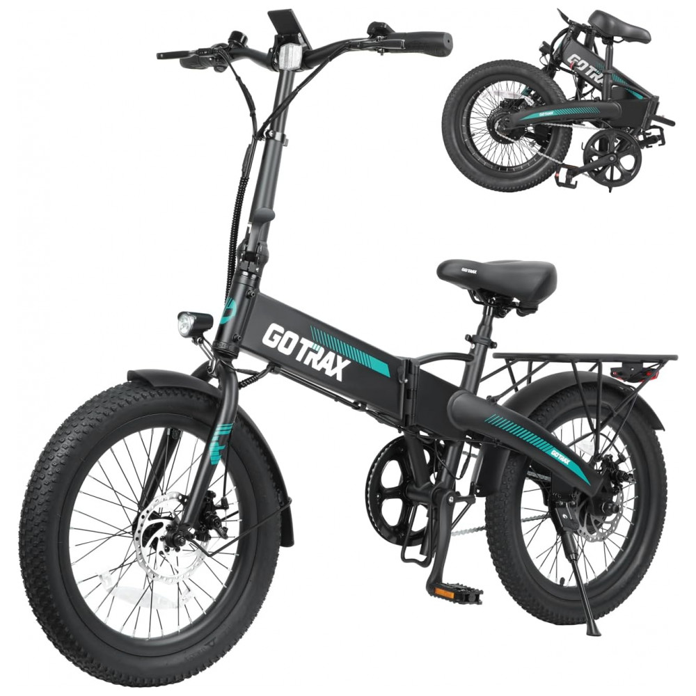ECTQMMXBNV1C0B_0-1.jpg - Bicicleta Elétrica Dobrável Gotrax R1 Preta 20" 40mi Autonomia Motor 500W Pico Bateria 48V 78Ah LCD 5 Marchas Disco Ultralight