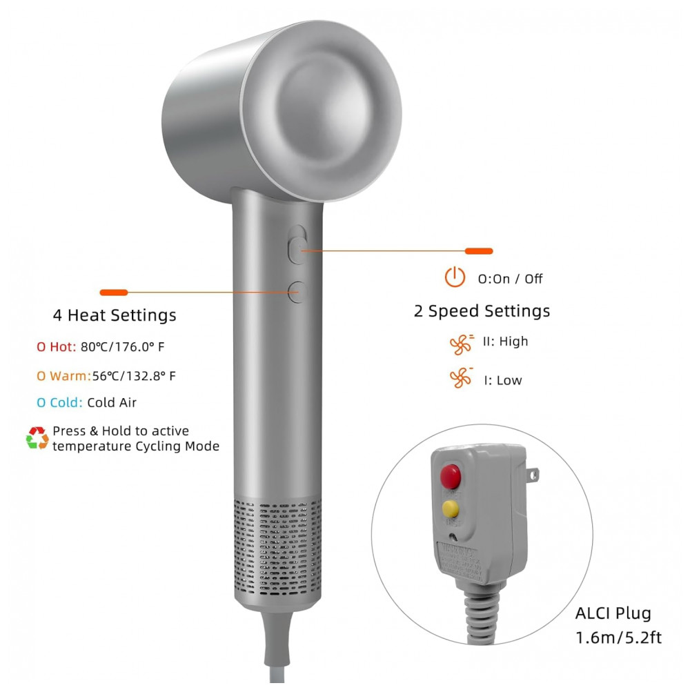 ECTQMN6MWBDD0B_7-1.jpg - Secador de Cabelo de Alta Velocidade Profissional Ionic com Motor sem Escova de 150.000 RPM 1600W Secagem Rápida Secador de Cabelo Iônico Negativo Lev