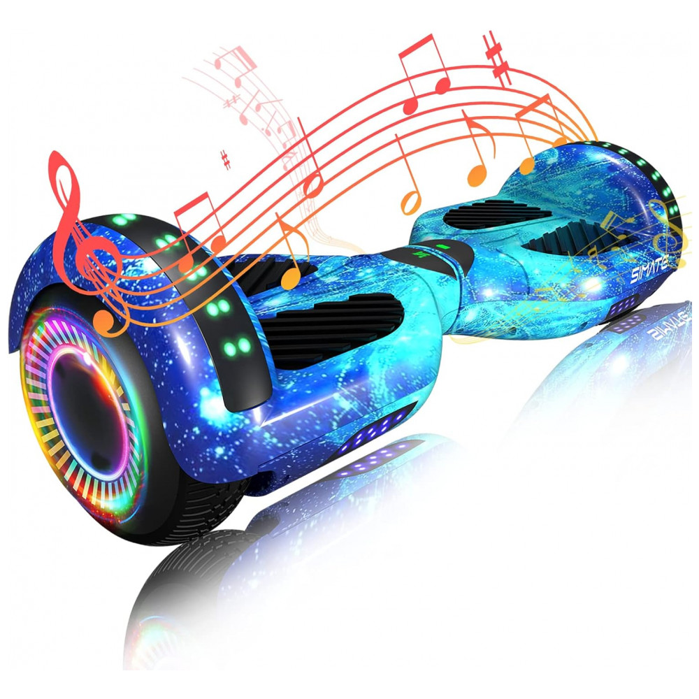 ECTQMV6CVN6B0B_0-1.jpg - Hoverboard SIMATE Azul Galáxia 6,5" com Bluetooth, Luzes LED e Certificação UL2272 – Até 13,7 km/h, Autonomia de 12,8 km
