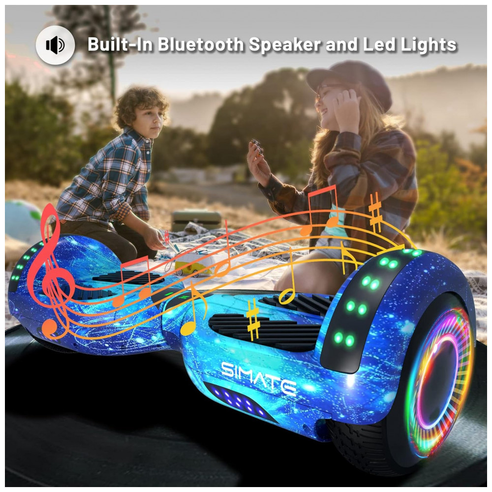 ECTQMV6CVN6B0B_1-1.jpg - Hoverboard SIMATE Azul Galáxia 6,5" com Bluetooth, Luzes LED e Certificação UL2272 – Até 13,7 km/h, Autonomia de 12,8 km