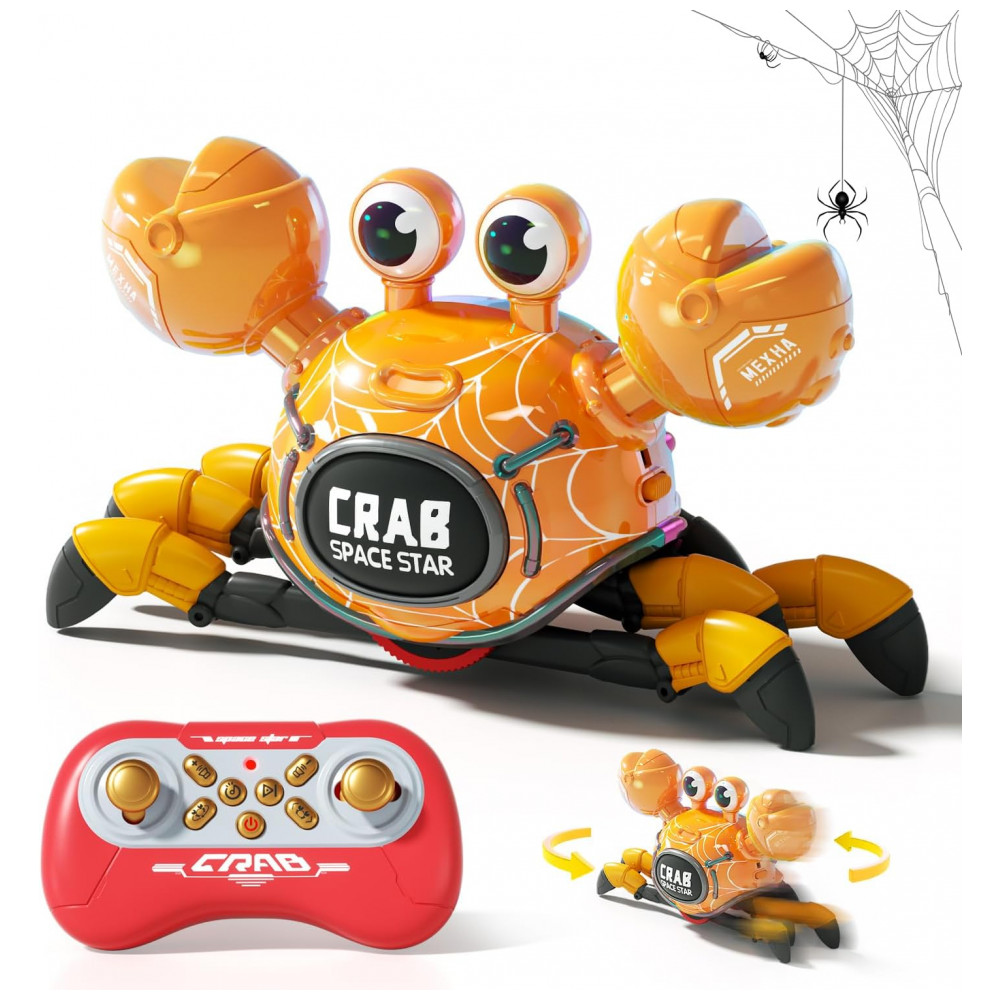 ECTQN2B5DNMF0B_0-1.jpg - Robô Caranguejo RC Amarelo – WINJOYMAX, Controle 2,4 GHz com Rotação 360°, Luzes LED e Música para Crianças