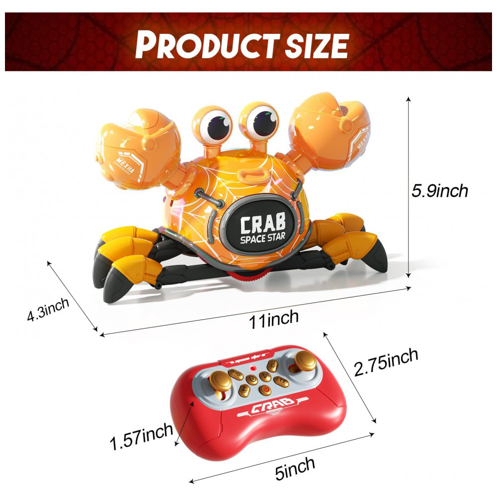 ECTQN2B5DNMF0B_6-1.jpg - Robô Caranguejo RC Amarelo – WINJOYMAX Controle 24 GHz com Rotação 360° Luzes LED e Música para Crianças