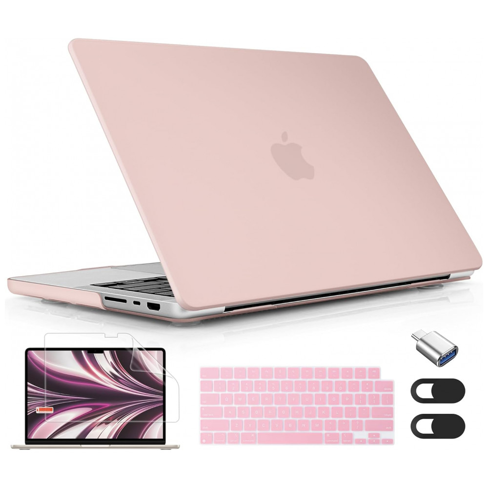 Lepeoac Capa Rígida para MacBook Pro 16" 2021-2024, com Protetor de Tela e Capa de Teclado, Rosa Fosco Chalk