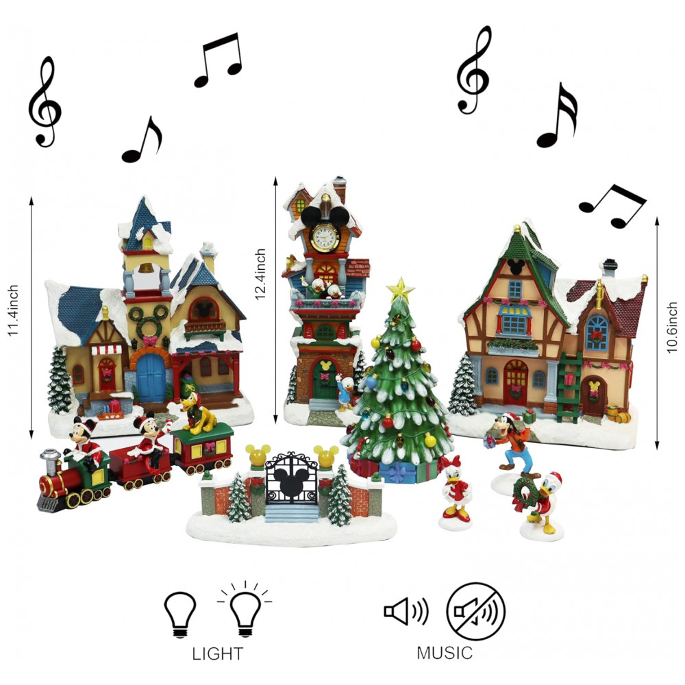 ECTQN66RBGJD0B_1-1.jpg - Conjunto Vila Natalina Disney Moments in Time com 13 Peças, Luzes LED, Música e Temporizador, Decoração Natalina Multicolorida