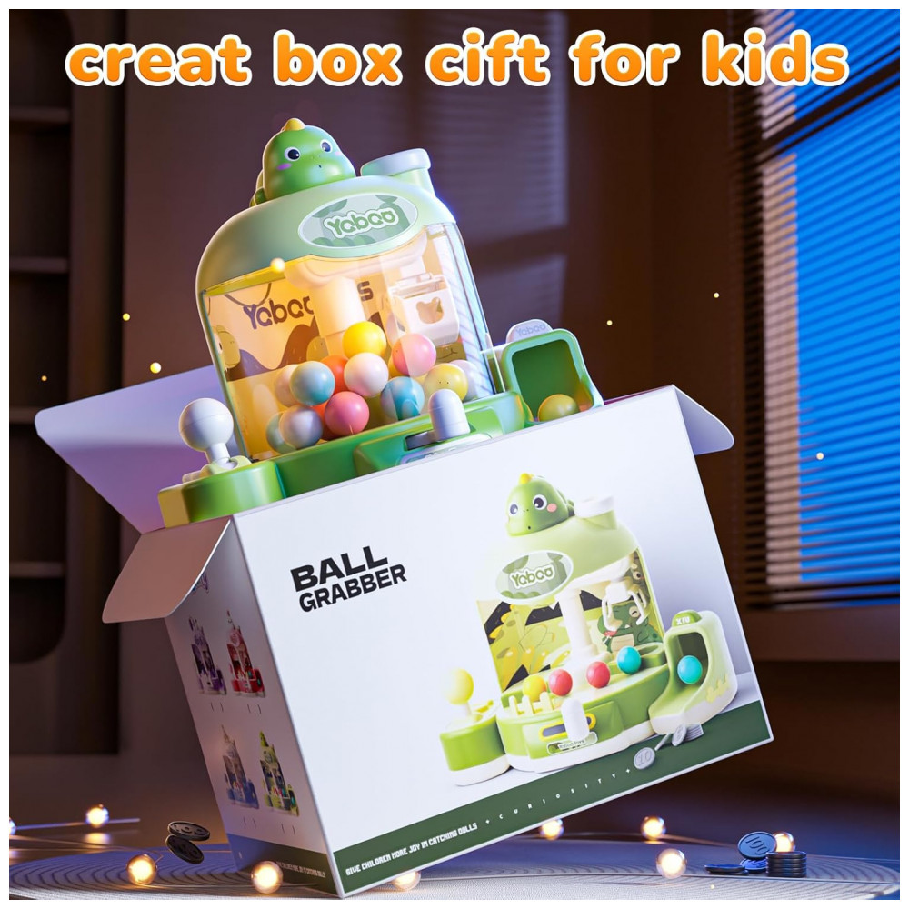 ECTQN8HZ9H3F0B_1-1.jpg - Máquina de Garra Verde Skirfy – Mini Arcade Infantil com Dinossauro, Luzes LED, Som e Prêmios